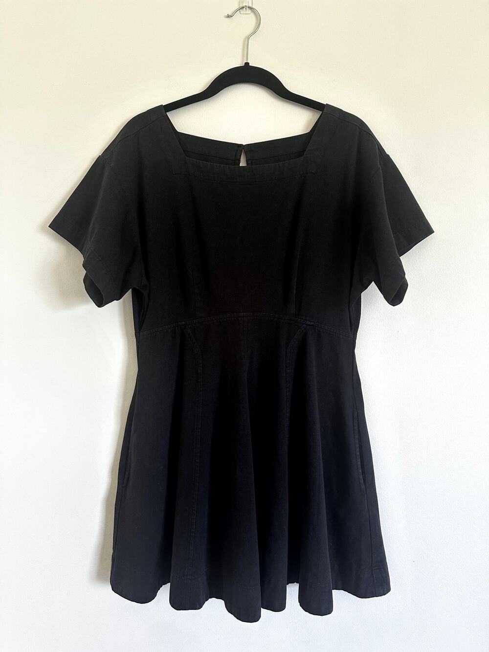 Free People free-est Breeze Chic Mini Dress Black Square Neck Open Back Small